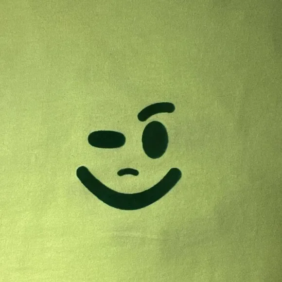 Zara Men's Tshirt LG Winky‎ Face Neon Green Party Leisure - Picture 3 of 8